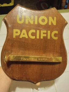 Union Pacific Service Award Engraved Railroad Spike Plaque Pauline A. Warga - Picture 1 of 5