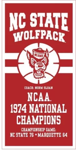NC State Wolfpack 1974 NCAA National Championship Basketball Banner Cover