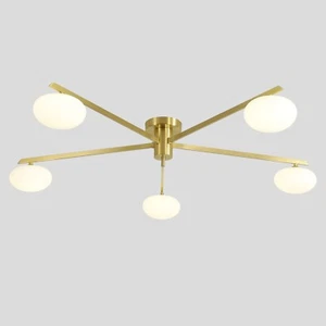 MAGIROZ~5 Lights Industrial Semi Flush Ceiling Mount, Gold, Sputnik,NEW (dmgd bx - Picture 1 of 8