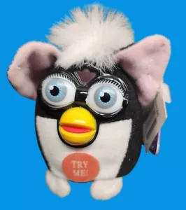 Tiger Electronics Mini Furby Plush Keychain With Clip - Tested - Works - Picture 1 of 9