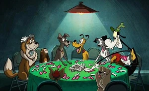 Disney Dogs Playing Poker Iron On Transfer For T-Shirt + Light & Dark Fabrics #1 - Picture 1 of 4