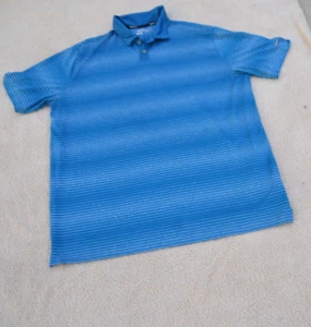 Nike Polo Shirt Uomo XXL Blu Dri Fit Golf Performance Stripe Swoosh - Foto 1 di 8