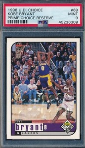 KOBE BRYANT 1998-99 UPPER DECK UD PRIME CHOICE RESERVE #/100 PSA 9 CARD #69 POP1
