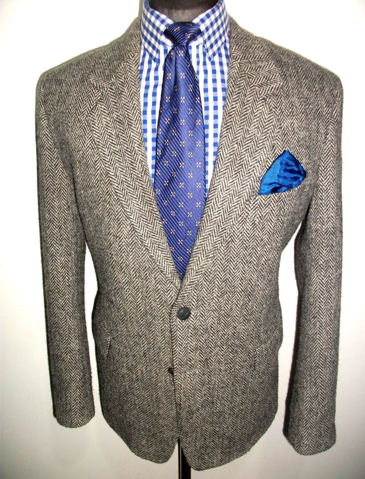 HARRIS TWEED Hacking Norfolk FIELD JACKET BLAZER 42 HERRINGBONE WOOL SPORT COAT - Image 1 of 4