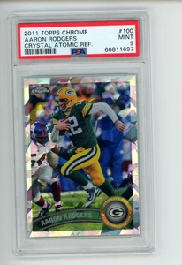 2011 Topps Chrome Aaron Rodgers #100 Crystal Atomic Refractor 78/139 PSA 9 MINT - Bild 1 von 6