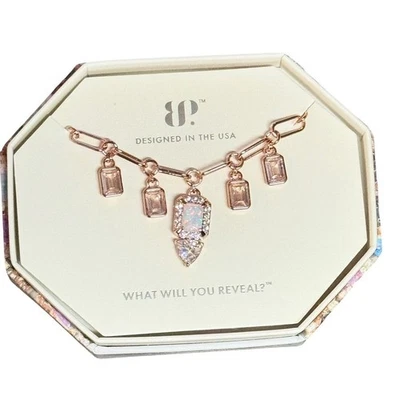 Bomb Party October 2025 Charm Necklace "A Twirl Of Truth" Opal on Rose Gold - Image 1 of 2