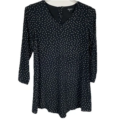 Madewell 100% Silk Swing Dress Size XS Black Star Print Holiday Party Career - Image 1 of 4