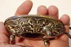 VERY INTERESTING EARLY COCONUT CARVED SAUCE BOAT / SALT VERY RARE FOLK ART