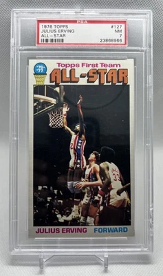 1976 Topps Basketball #127 JULIUS ERVING All-Star New York Nets PSA 7 NM - Image 1 of 2