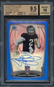 2014 Johnny Manziel Bowman Chrome Blue Refractor RC Auto /99 BGS 9.5 - Picture 1 of 2