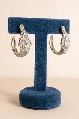 Pendientes Aro Caimán Cocodrilo Plata Zara Chapado Punk Gótico Boho Steampunk Foto 1 de 4