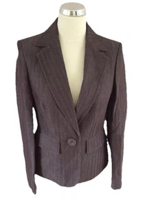 COUNTRY CASUALS BROWN STRIPE WOOL & LINEN SUIT JACKET SIZE 10 - Picture 1 of 2
