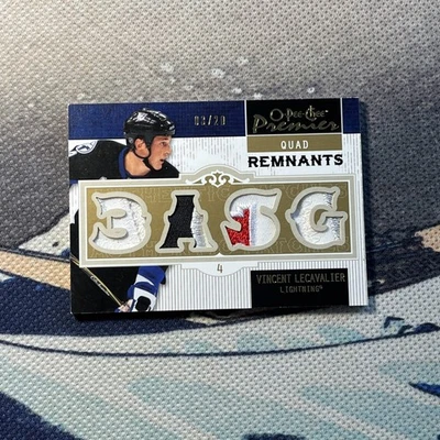 2008-09 O-Pee-Chee Premier #PR-LV Vincent Lecavalier Quad Remnants Gold #/20 - Image 1 of 2