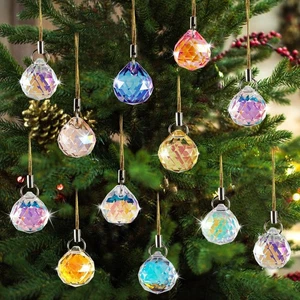 12 PIEZAS Bolas de Navidad de Cristal Adornos Colgantes Bolas de Prisma Decorativas - Imagen 1 de 7