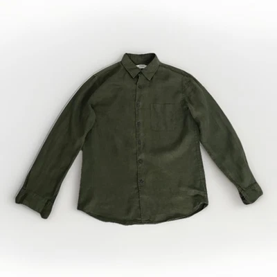 UNIQLO MENS SHIRT LARGE Green Fleece Button Long Sleeve Collar Casual - Image 1 of 4