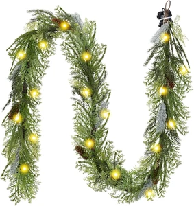 Decorbyhannah Christmas Garland with Lights, Prelit 9Ft Lighted Norfolk Pine Gar - Picture 1 of 7