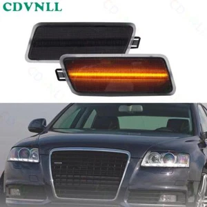 For Audi A6 C6 S6 RS6 2005-11 Pair Smoked Amber Front Side Marker Light Lamp LED - Picture 1 of 6