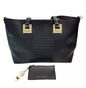 MARC NEW YORK Andrew Marc Women's Large Tote Bag Shoulder Bag Croc Black Wallet - Picture 1 of 11