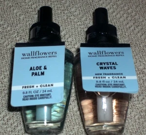 Bath & Body Works~Wallflowers X2 Fragrance Bulbs~*1-Aloe & Palm/1-Crystal Waves* - Picture 1 of 2