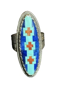 Silver & Gemstone Inlay Ring by Roderick Tenorio RMT Carolyn Pollack Size 5.75 - Picture 1 of 16