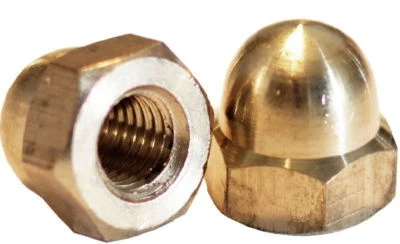 HIGH-GRADE-STEEL SOLID BRASS DOME NUTS, HEXAGON, SOLID BRASS ACORN NUTS, BRASS CUP NUTS M4 - M10