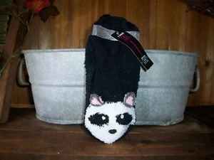 NO BOUNDARIES PANDA THEME LADIES WOMENS SLIPPER SOCKS SIZE 4-10 BLACK BALLERINA - Picture 1 of 1