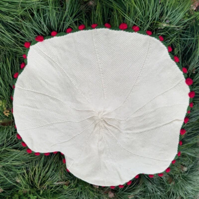 Handmade Blanket  Knitted Purple Flower Bouquet Blanket Red Rose Cotton Crochet - Image 1 of 4