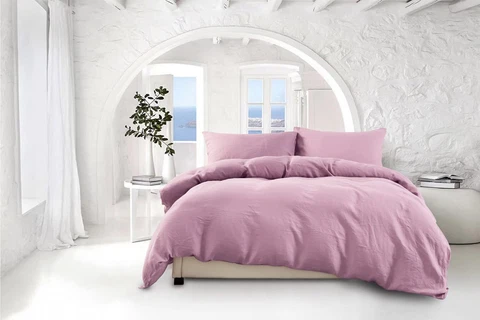 TOSMO Linen Duvet Cover Set 100% French Flax Natural Linen Bedding 3pcs Set Cover