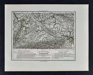 1880 Sydow Map South Germany Bergland Bavaria Austria Alps Vienna Munich Europe - Picture 1 of 1