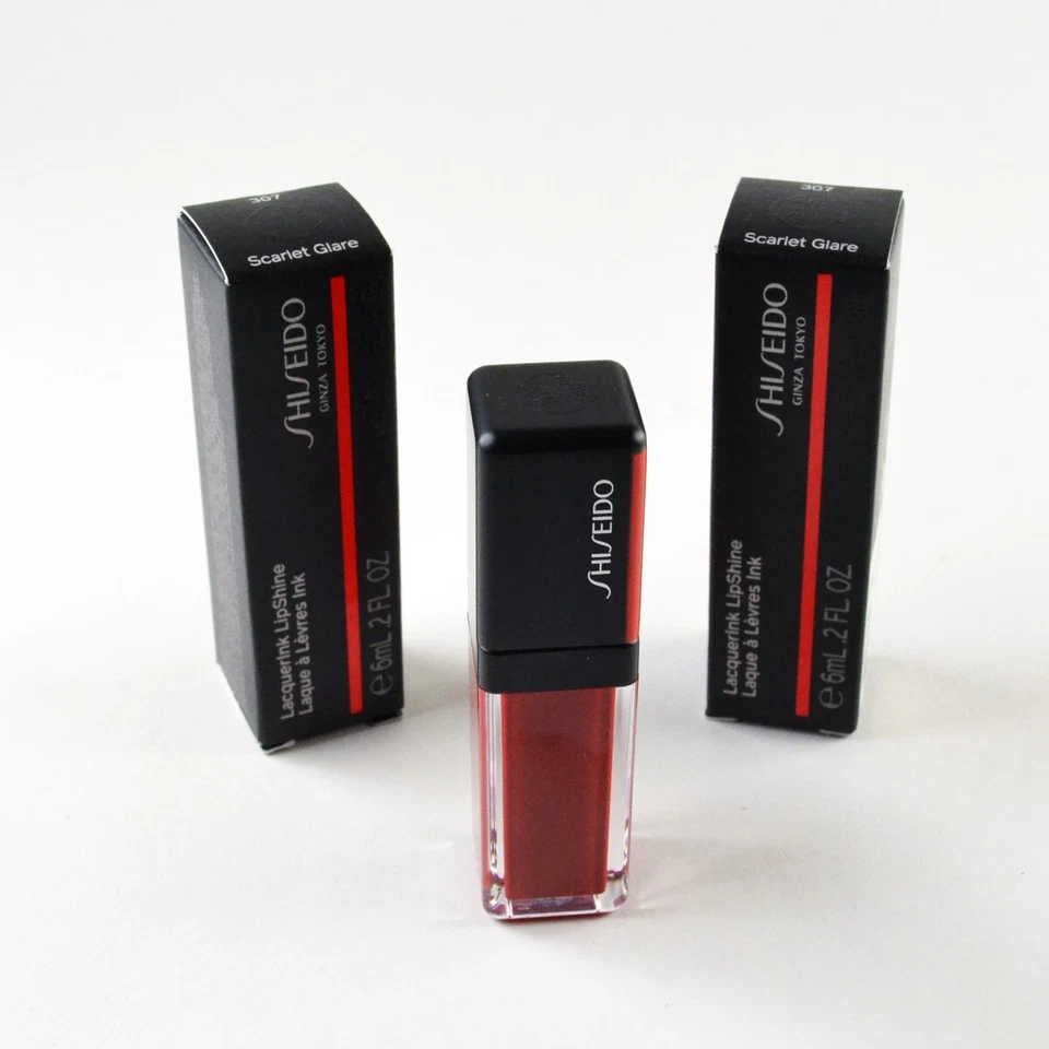 2 Shiseido LacquerInk Lip Shine #307 SCARLET RESPLANRE - Juego de 2 x 6 ml / 0,2 OZ Foto 1 de 1