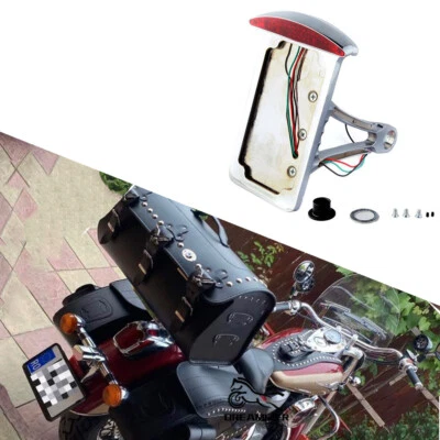Motorcycle Side Mount License Plate Holder Tail Light For Honda Shadow VT750 800 - Image 1 of 4