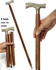 Antique Brass Handle 3 Fold Wooden Walking Brown Stick Design New Style Gifts