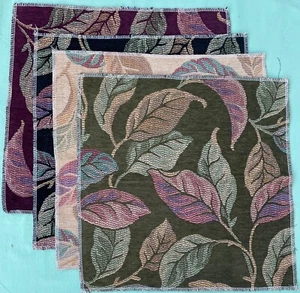 FABRIC PIECES, LOT 33 - 4 Pieces, Leafy Floral Patterns - Approx. 16 1/2" - #33 - Picture 1 of 11