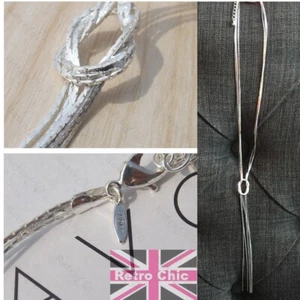 SILVER FASHION NECKLACE multi chain LARIAT STYLE knot LONG y drop pendant CHAINS - Picture 1 of 2