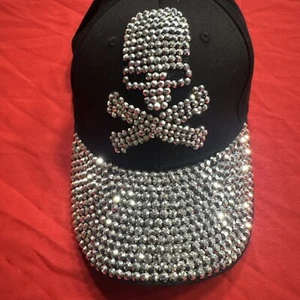 y2k bling skull hat ☠️ worn once adjustable strap - Picture 1 of 4