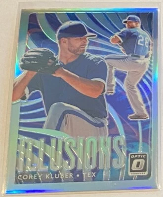 2020 Donruss Optic Corey Kluber Optic Illusions SILVER HOLO PRIZM #OI-9 SP 🔥 - Image 1 of 2