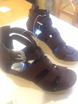 Mujer Talla 6.5 Marrón Sandalia DV DOLCE VITA Cuero Tirantes Tobillo Correa Cuña Foto 1 de 4