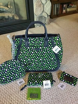 Vera Bradley "Lucky Dots" 5 Piece Set. Navy Blue/Green. NWT — 第 1/4 张图片