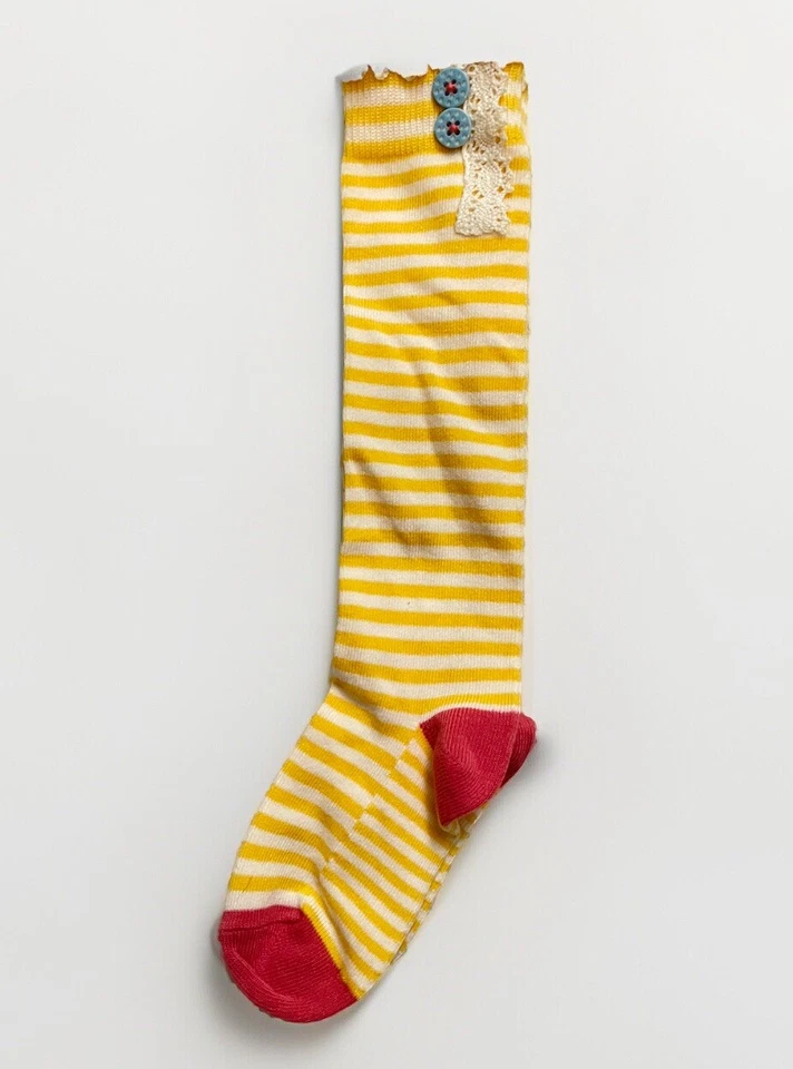 Matilda Jane Girls Striped Yellow Socks Size Small Age 2-4 - Image 1 of 1