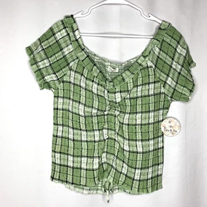 Jolie And Joy Damen Top Shirt Größe 3X grün kariert Allover Stretch - Bild 1 von 12
