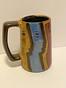 Unique Mara of Mexico Mug Women’s Faces Handcrafted Art Pottery Tall 16 oz - Picture 1 of 5