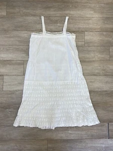 Antique Edwardian White Cotton Slip Dress or Petticoat Lace Skirt 1910s AS IS - Picture 1 of 17