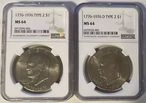 1976 P & D Type-2 Eisenhower Dollar Pair $1 NGC MS64 - Picture 1 of 10