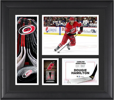 Dougie Hamilton Carolina Hurricanes Frmd 15x17 Player Collage & Piece of GU Puck Cover