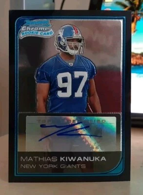 2006 Bowman Chrome Rookie Auto Mathias Kiwanuka NEW YORK GIANTS BOSTON COLLEGE - Image 1 of 2