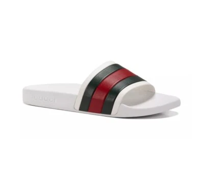 Sandalias Gucci para hombre exclusivas a rayas blancas talla 10, 11, 12 ($400 al por menor) Foto 1 de 4