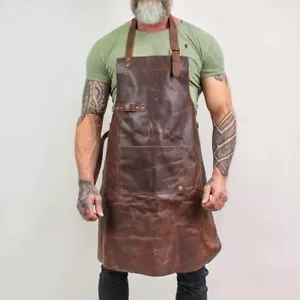 Apron Leather Butcher Chef Bbq Woodworking Brown Workwear Cooking Men Blacksmith - Picture 1 of 6