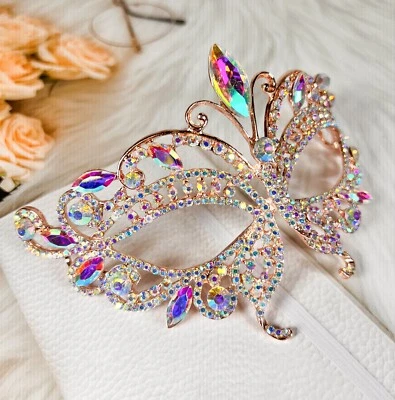Butterfly Masquerade Mask, Gold Wedding Party Mask, Mardi Gras, New Year, Party - Image 1 of 4