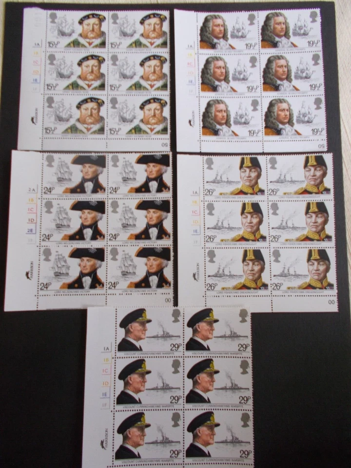 GB QEII 1982 Maritime Heritage Set of 5 in Cylinder Blocks of 6 Superb U/M - Image 1 of 1