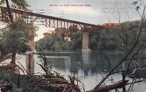 # K1287 FORT SNELLING, MN. POSTAL, PUENTE - Imagen 1 de 2